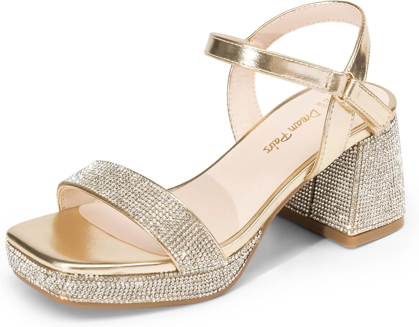 DREAM PAIRS Girls Sandals Open Toe Low Block Chunky Heels Sandals Party Dress Pumps Shoes for Little Big Kid