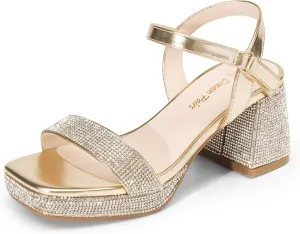 DREAM PAIRS Girls Sandals Open Toe Low Block Chunky Heels Sandals Party Dress Pumps Shoes for Little Big Kid