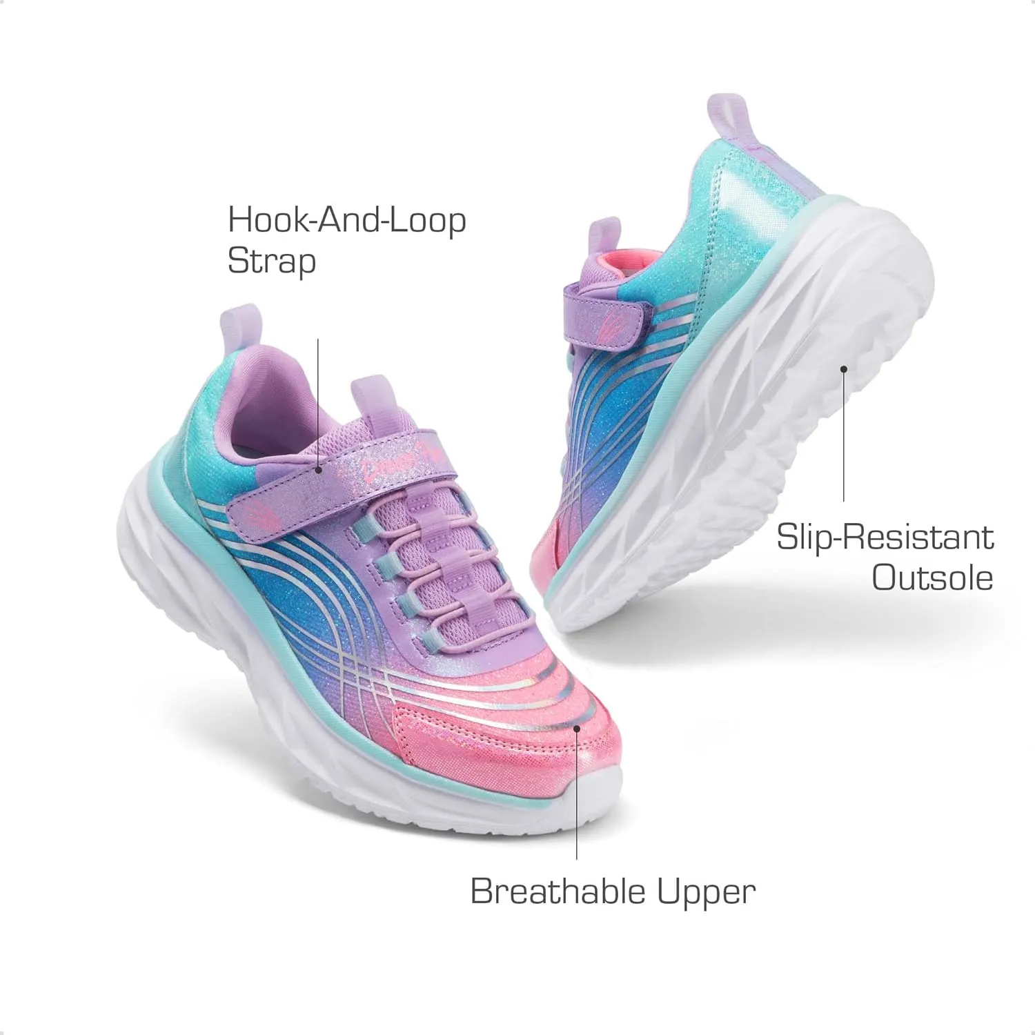 DREAM PAIRS Girls Shoes Sneakers Kids Tennis Shoes Sparkle ColorBurst Lightweight Running Casual Walking Shoes