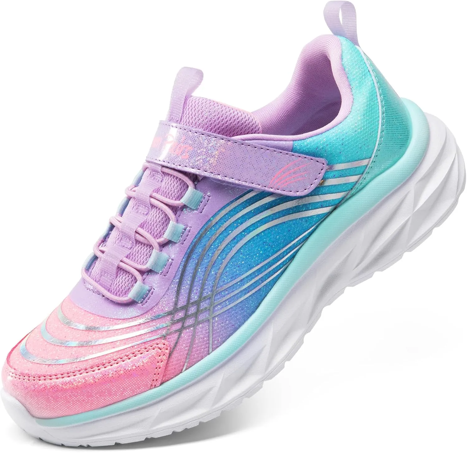DREAM PAIRS Girls Shoes Sneakers Kids Tennis Shoes Sparkle ColorBurst Lightweight Running Casual Walking Shoes
