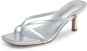 DREAM PAIRS Heels for Women Flip Flops Kitten Low Heels Open Square Toe Thong Heeled Sandals, Sexy Fashion Comfort Shoes for Party Casual Slides