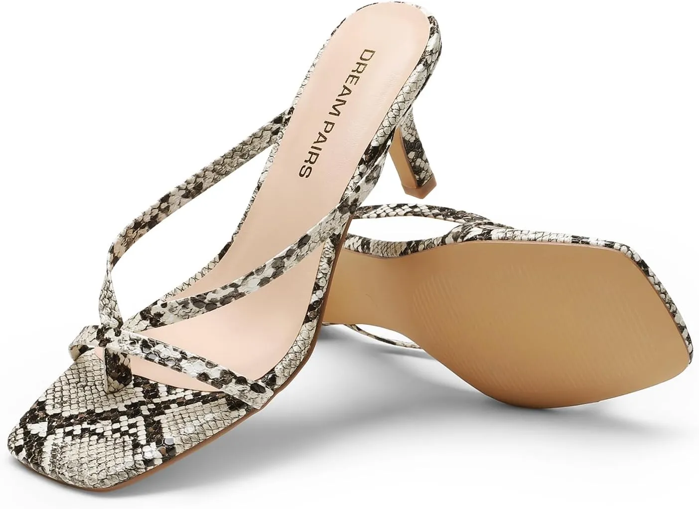 DREAM PAIRS Heels for Women Flip Flops Kitten Low Heels Open Square Toe Thong Heeled Sandals, Sexy Fashion Comfort Shoes for Party Casual Slides