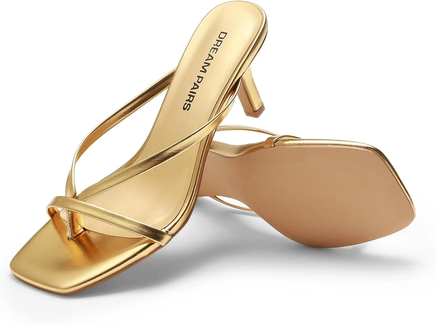 DREAM PAIRS Heels for Women Flip Flops Kitten Low Heels Open Square Toe Thong Heeled Sandals, Sexy Fashion Comfort Shoes for Party Casual Slides