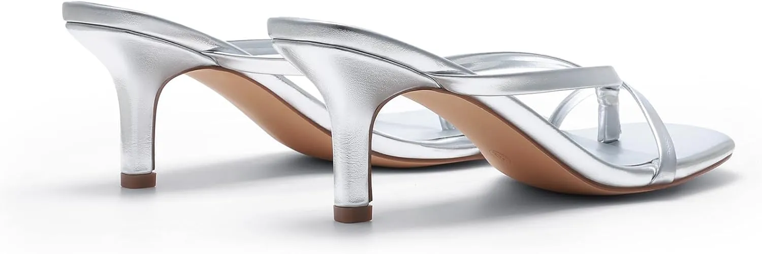 DREAM PAIRS Heels for Women Flip Flops Kitten Low Heels Open Square Toe Thong Heeled Sandals, Sexy Fashion Comfort Shoes for Party Casual Slides