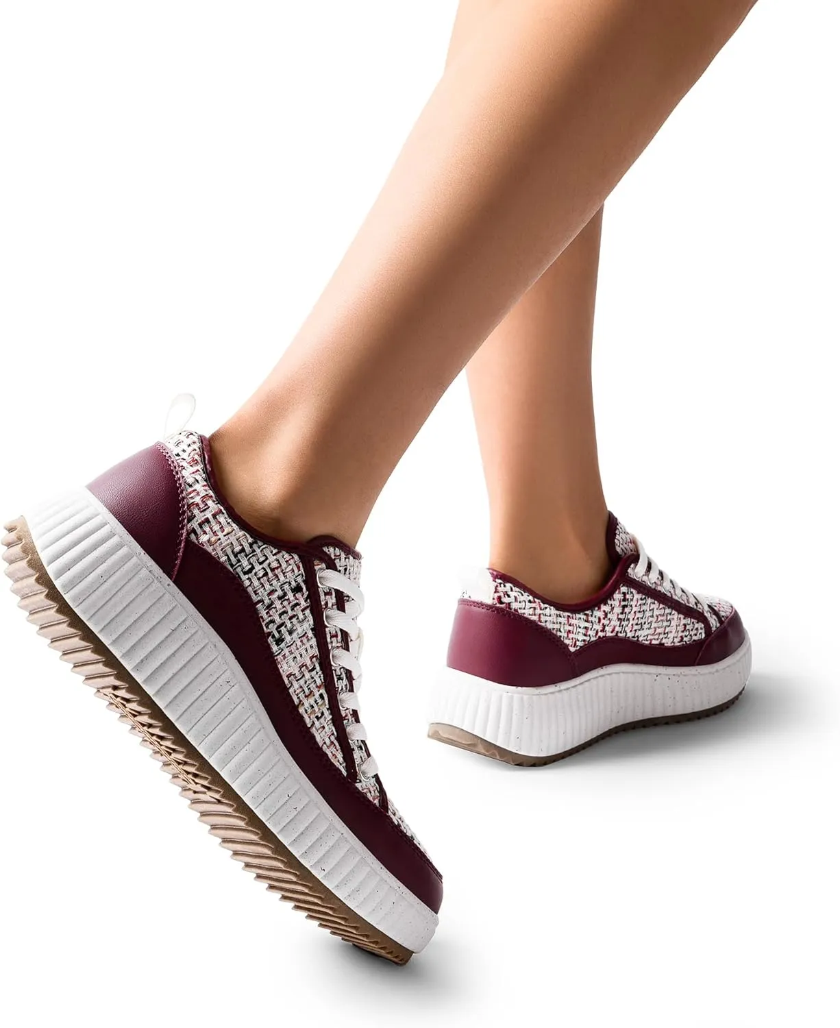 DREAM PAIRS Women Platform Chunky Lightweight Comfortable Casual Lace-Up Sky Walking Fashion Sneakers