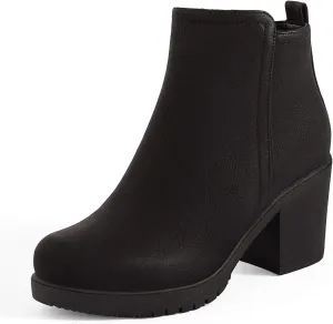 DREAM PAIRS Women's Ankle Boots Chunky Heel Platform Fall Heeled Short Booties Shoes