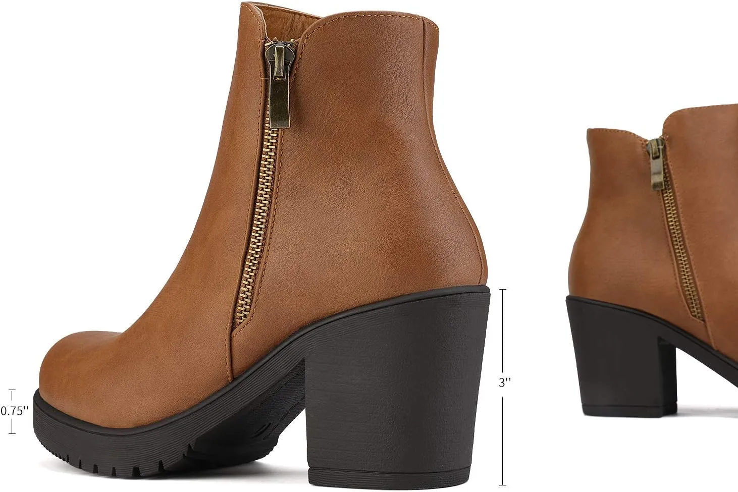 DREAM PAIRS Women's Ankle Boots Chunky Heel Platform Fall Heeled Short Booties Shoes