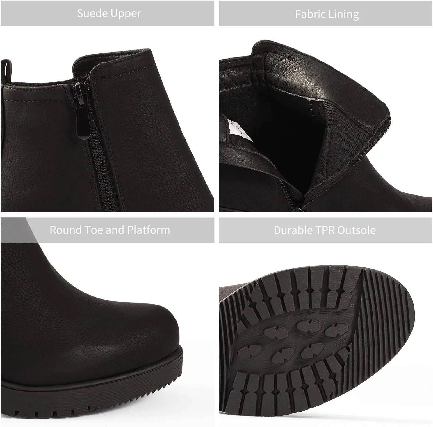 DREAM PAIRS Women's Ankle Boots Chunky Heel Platform Fall Heeled Short Booties Shoes