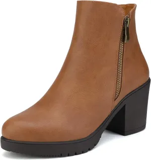 DREAM PAIRS Women's Ankle Boots Chunky Heel Platform Fall Heeled Short Booties Shoes