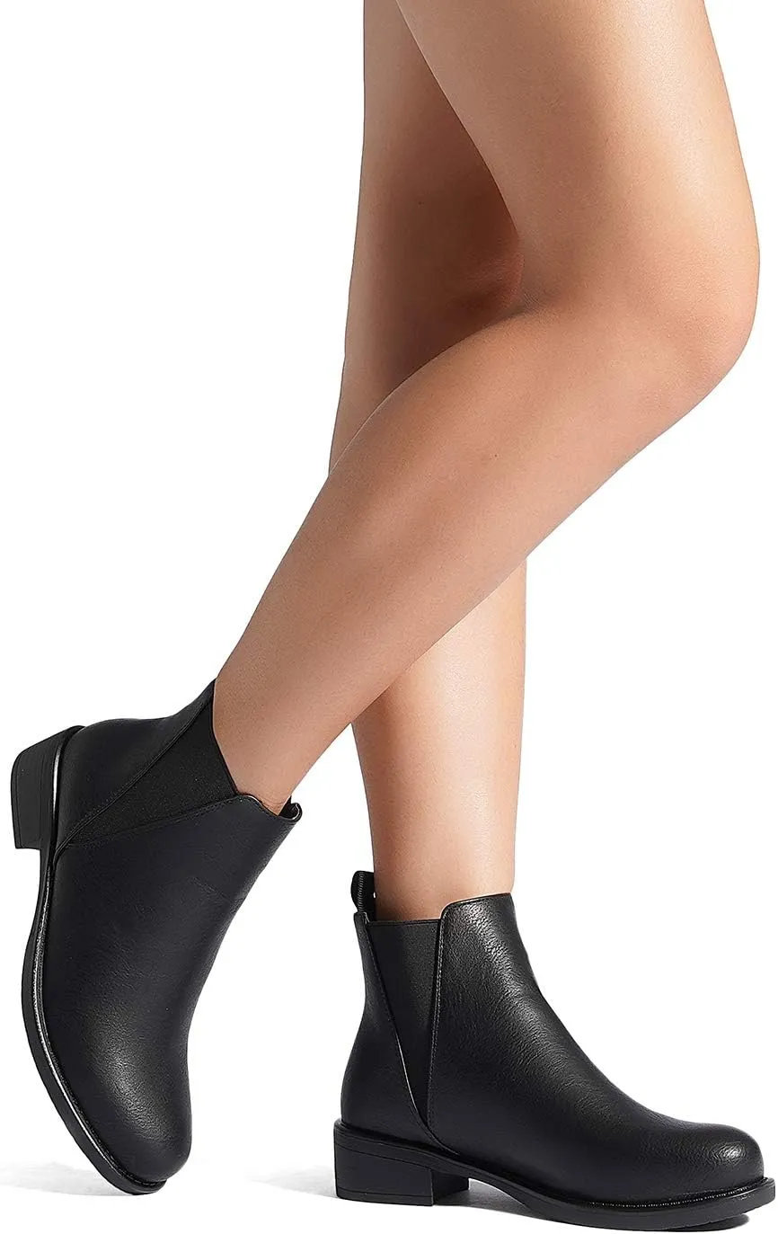 DREAM PAIRS Women's Ankle Boots Chunky Low Heel Chelsea Booties Slip On Elastic Fall Short Boots