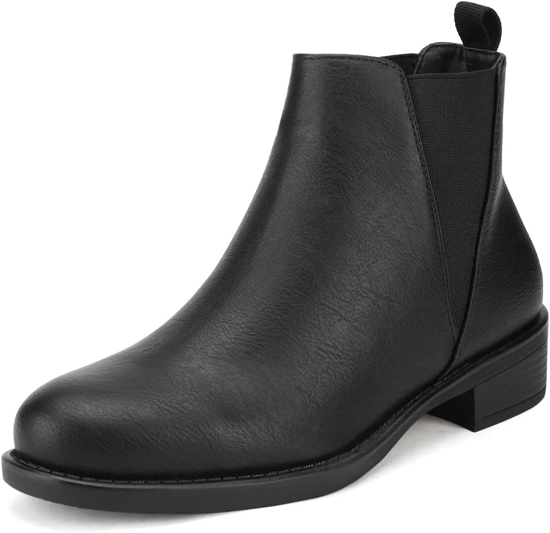 DREAM PAIRS Women's Ankle Boots Chunky Low Heel Chelsea Booties Slip On Elastic Fall Short Boots
