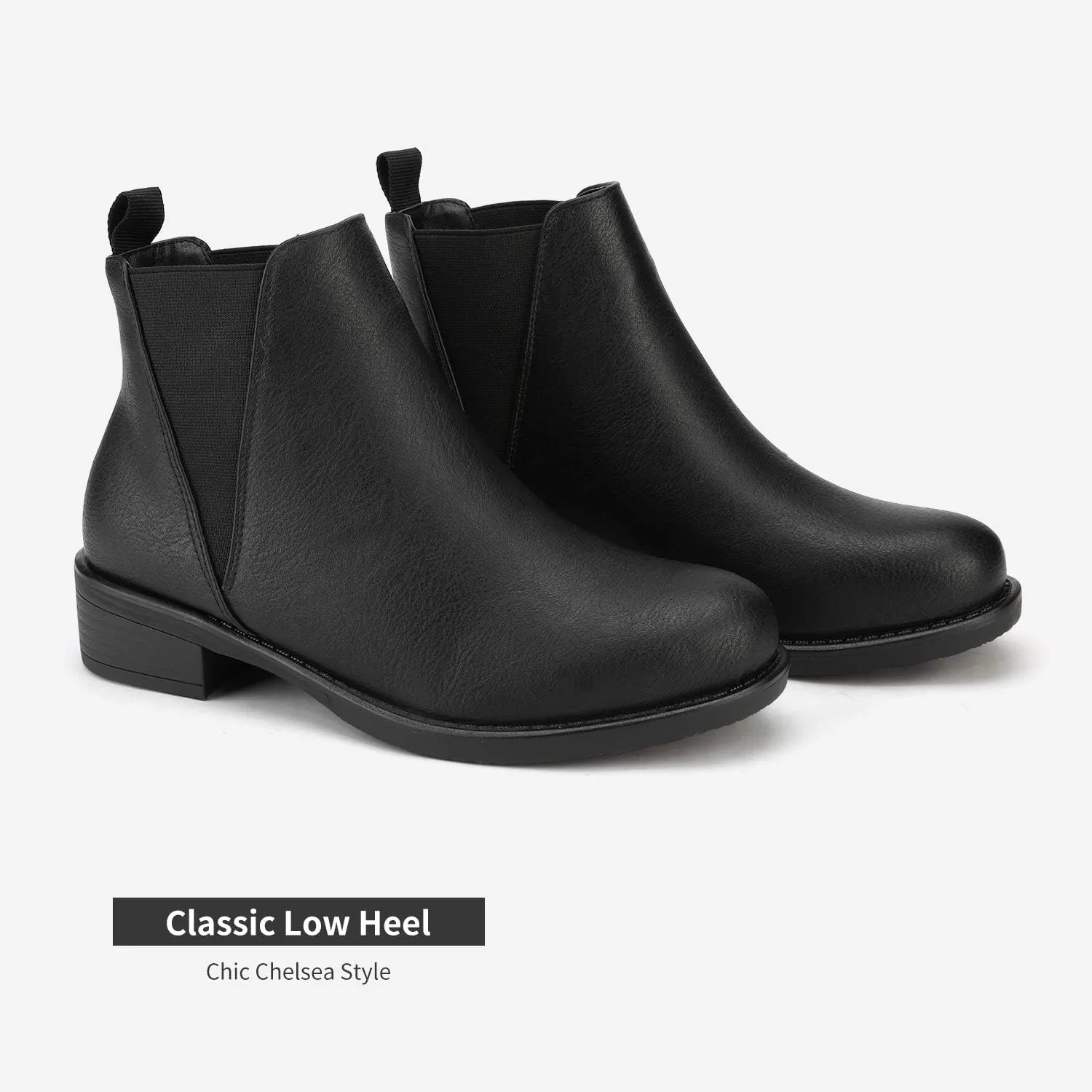 DREAM PAIRS Women's Ankle Boots Chunky Low Heel Chelsea Booties Slip On Elastic Fall Short Boots
