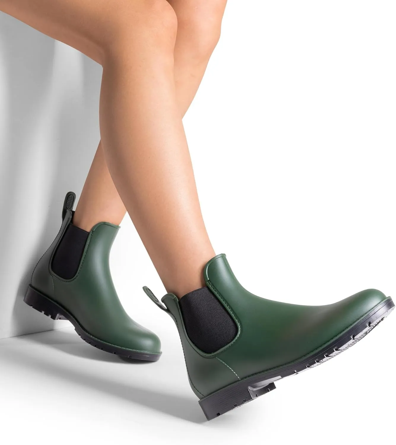 DREAM PAIRS Women's Ankle Rain Boots Chelsea Short Boots Waterproof Elastic Slip On Lightweight Comfortable Garden Outdoor Shoes