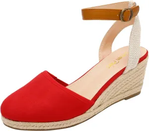 DREAM PAIRS Women's Ankle Strap Closed Toe Espadrille Wedge Heels Sandals