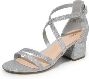 DREAM PAIRS Women's Ankle Strap Low Chunky Heels Open Toe Blocked Strappy Sandals Dress Shoes for Wedding Bridal Party