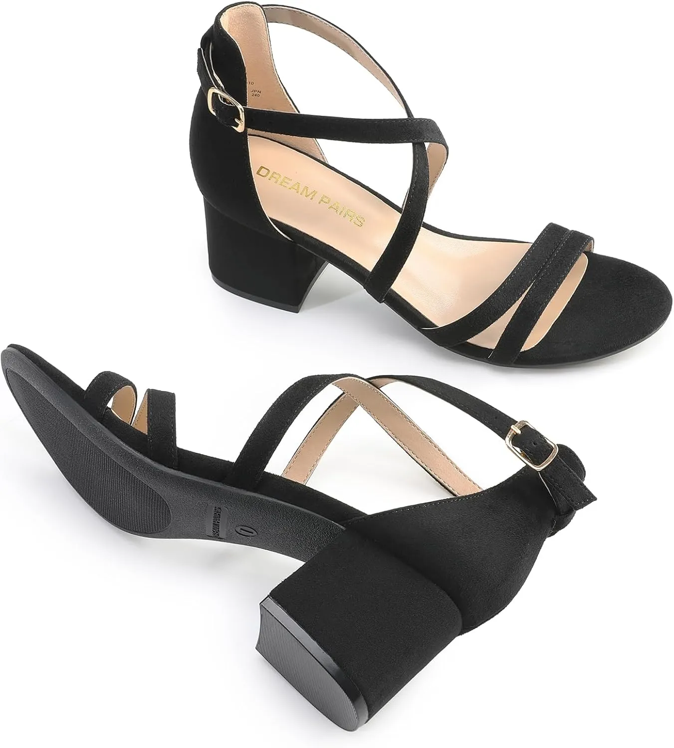 DREAM PAIRS Women's Ankle Strap Low Chunky Heels Open Toe Blocked Strappy Sandals Dress Shoes for Wedding Bridal Party