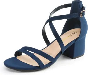 DREAM PAIRS Women's Ankle Strap Low Chunky Heels Open Toe Blocked Strappy Sandals Dress Shoes for Wedding Bridal Party