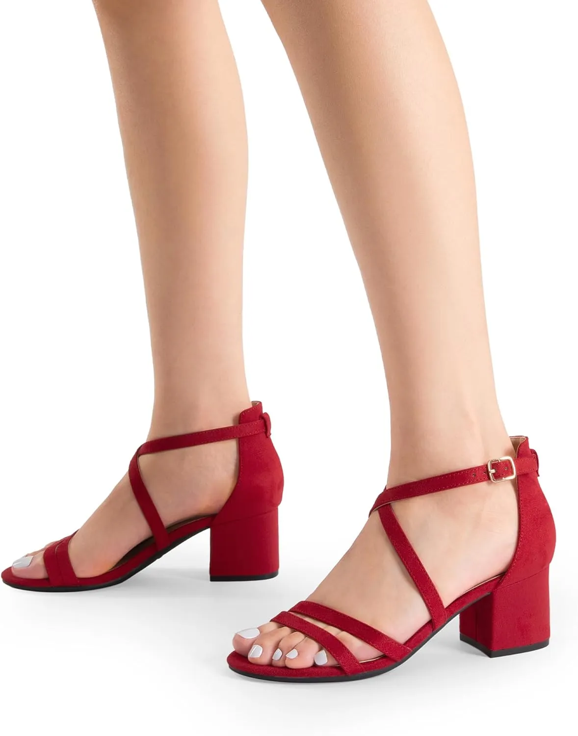 DREAM PAIRS Women's Ankle Strap Low Chunky Heels Open Toe Blocked Strappy Sandals Dress Shoes for Wedding Bridal Party