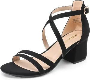 DREAM PAIRS Women's Ankle Strap Low Chunky Heels Open Toe Blocked Strappy Sandals Dress Shoes for Wedding Bridal Party
