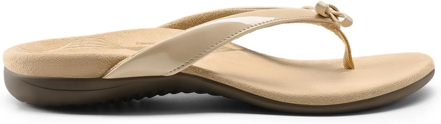 DREAM PAIRS Women's Arch Support Flip Flops Comfortable Dressy Orthopedic Thong Sandals Slides with Bow for Walking Summer Vacation