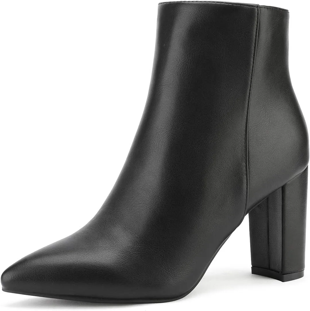 DREAM PAIRS Women's Chunky Heel Ankle Booties Pointed Toe Short Boots
