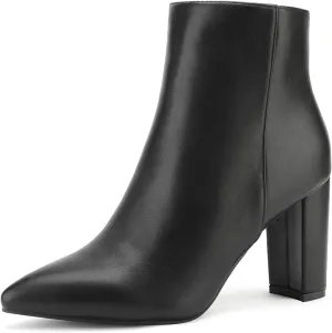 DREAM PAIRS Women's Chunky Heel Ankle Booties Pointed Toe Short Boots