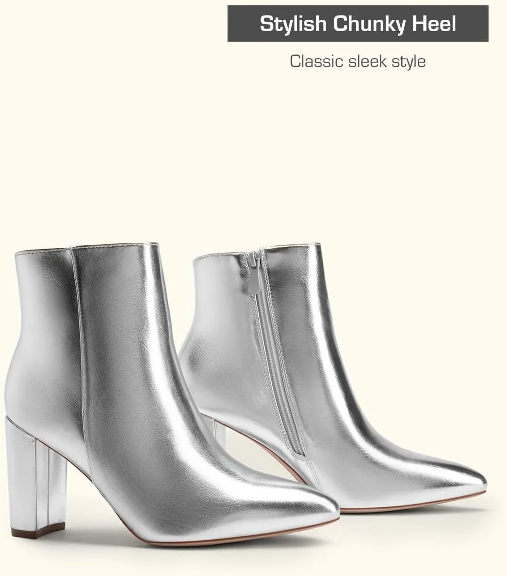DREAM PAIRS Women's Chunky Heel Ankle Booties Pointed Toe Short Boots