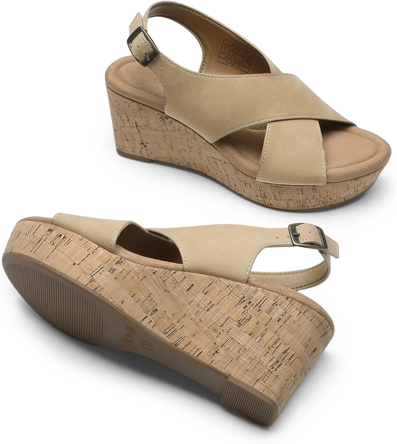 DREAM PAIRS Women's Comfortable Ankle Strap Platform Wedge Sandals for Women Casual Dressy Summer