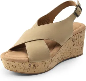 DREAM PAIRS Women's Comfortable Ankle Strap Platform Wedge Sandals for Women Casual Dressy Summer