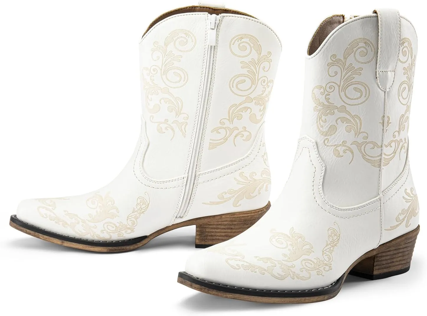 DREAM PAIRS Women's Cowboy Cowgirl Western Ankle Boots Low Chunky Heels Square Toe Fall Short Booties Shoes