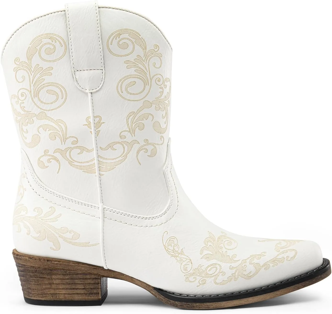 DREAM PAIRS Women's Cowboy Cowgirl Western Ankle Boots Low Chunky Heels Square Toe Fall Short Booties Shoes