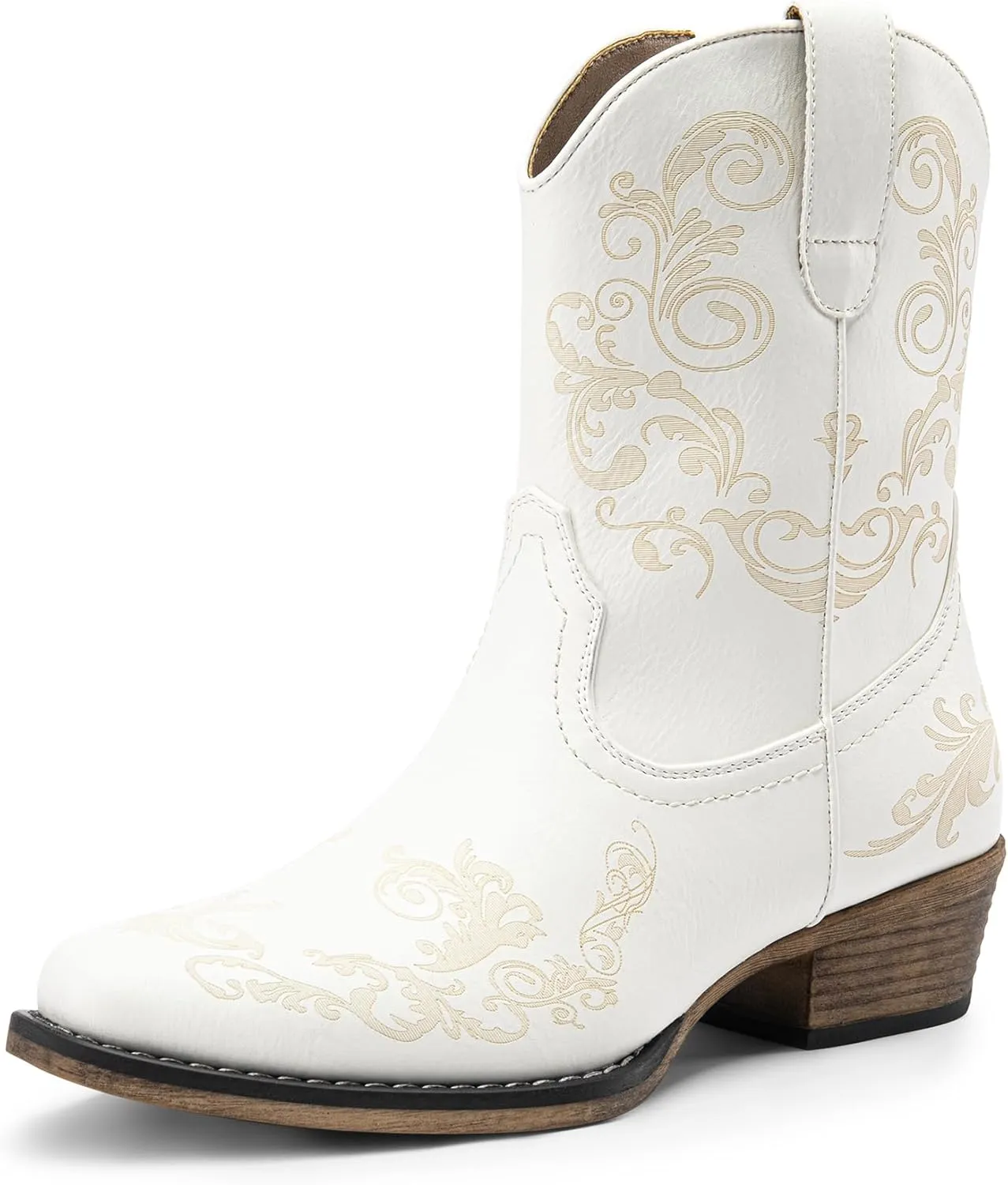DREAM PAIRS Women's Cowboy Cowgirl Western Ankle Boots Low Chunky Heels Square Toe Fall Short Booties Shoes