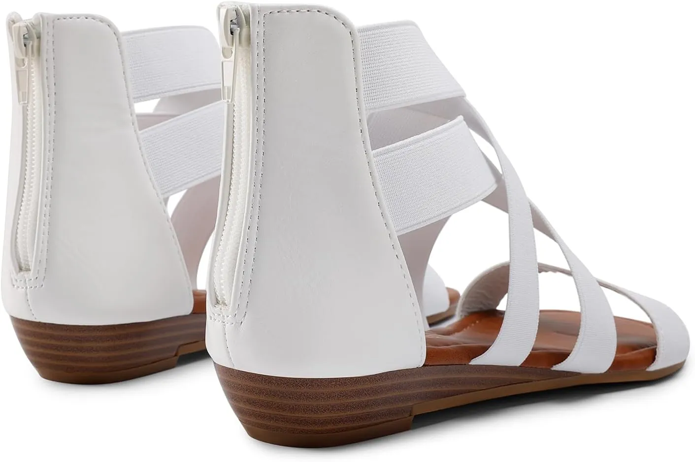 DREAM PAIRS Women's Elastic Ankle Strap Low Wedges Sandals