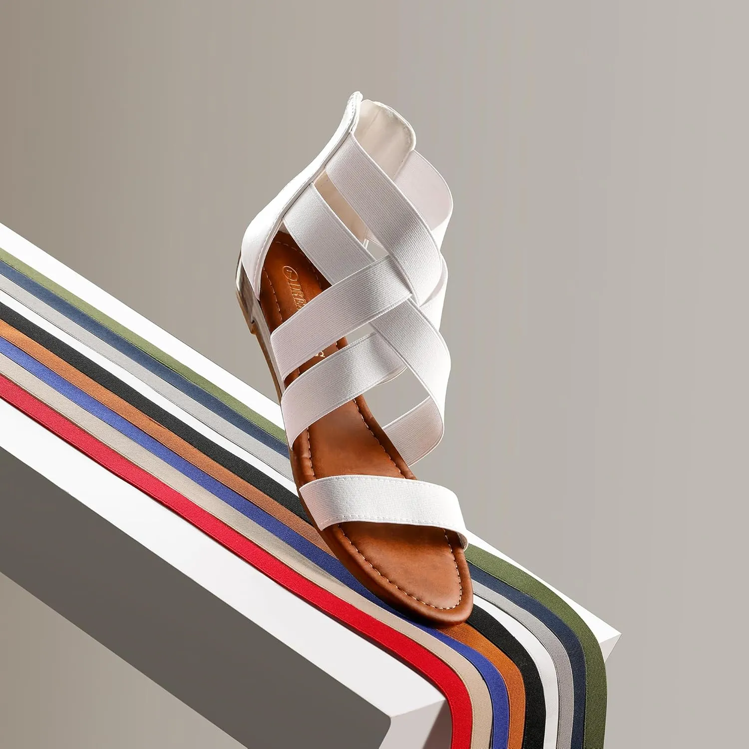 DREAM PAIRS Women's Elastic Ankle Strap Low Wedges Sandals