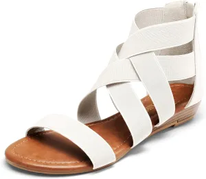 DREAM PAIRS Women's Elastic Ankle Strap Low Wedges Sandals