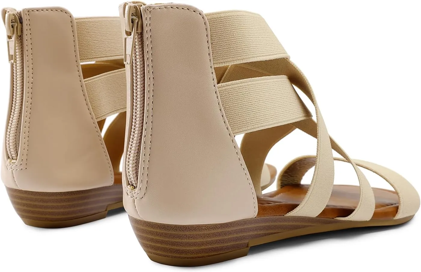 DREAM PAIRS Women's Elastic Ankle Strap Low Wedges Sandals