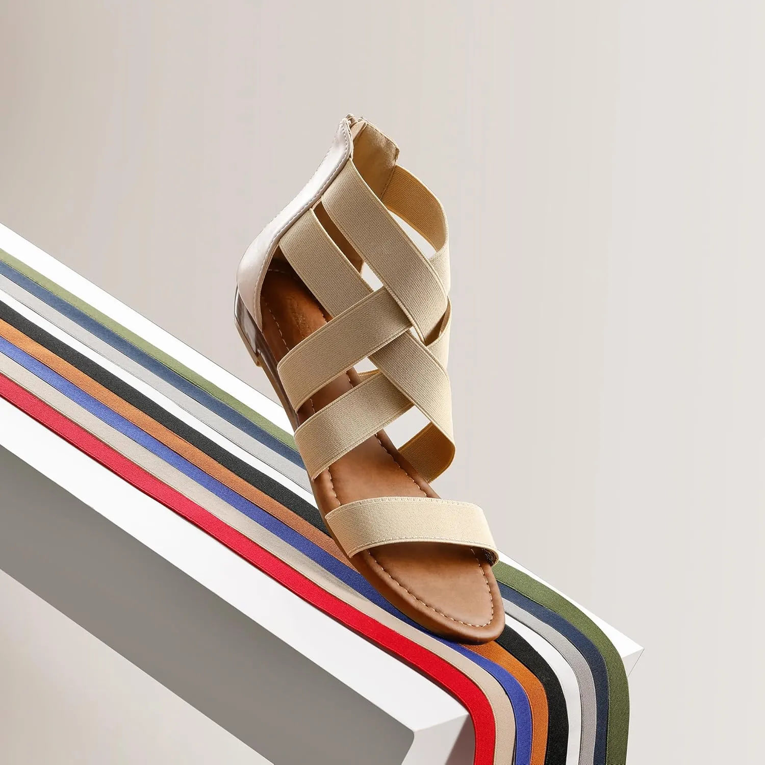 DREAM PAIRS Women's Elastic Ankle Strap Low Wedges Sandals