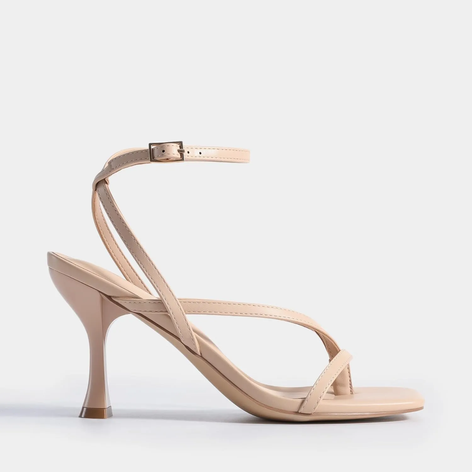 DREAM PAIRS Women's Low Kitten Heels Strappy Design with Lace Up Open Square Toe Thong Ankle Strap Shoes Fashionable Sexy Sylvestra Heeled Sandals for Dressy Occasions