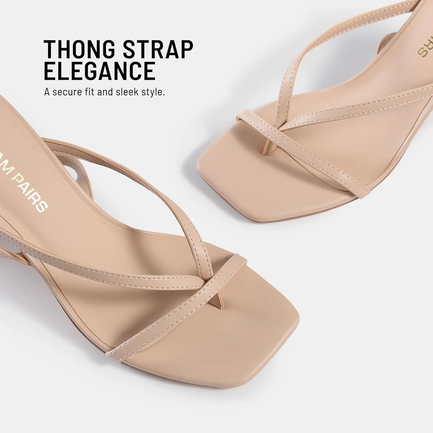 DREAM PAIRS Women's Low Kitten Heels Strappy Design with Lace Up Open Square Toe Thong Ankle Strap Shoes Fashionable Sexy Sylvestra Heeled Sandals for Dressy Occasions
