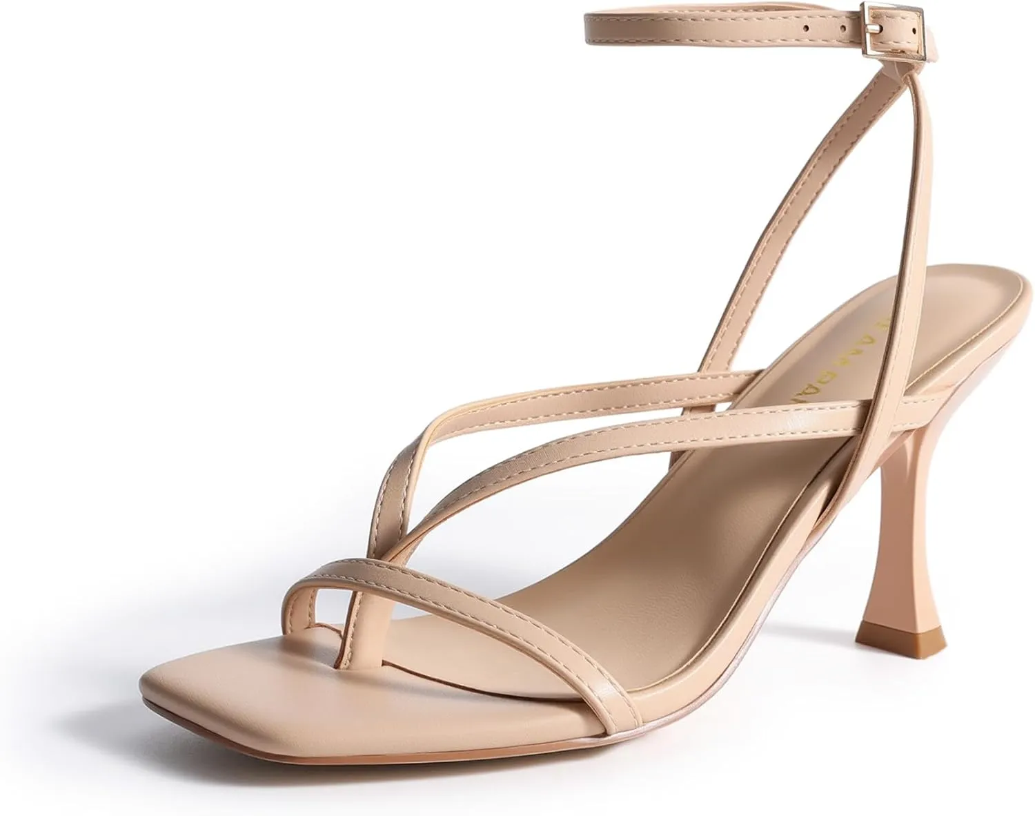 DREAM PAIRS Women's Low Kitten Heels Strappy Design with Lace Up Open Square Toe Thong Ankle Strap Shoes Fashionable Sexy Sylvestra Heeled Sandals for Dressy Occasions