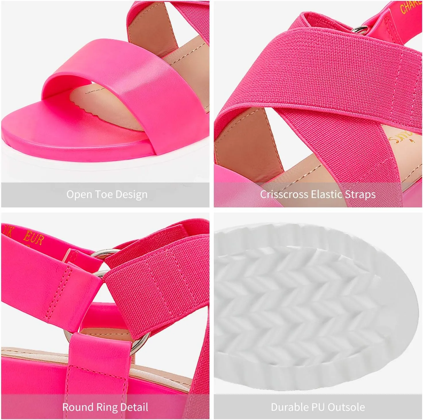 DREAM PAIRS Women’s Open Toe Ankle Strap Platform Wedge Sandals