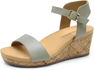 DREAM PAIRS Women's Open Toe Buckle Ankle Strap Platform Wedge Sandals
