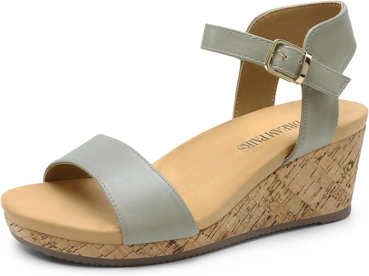 DREAM PAIRS Women's Open Toe Buckle Ankle Strap Platform Wedge Sandals
