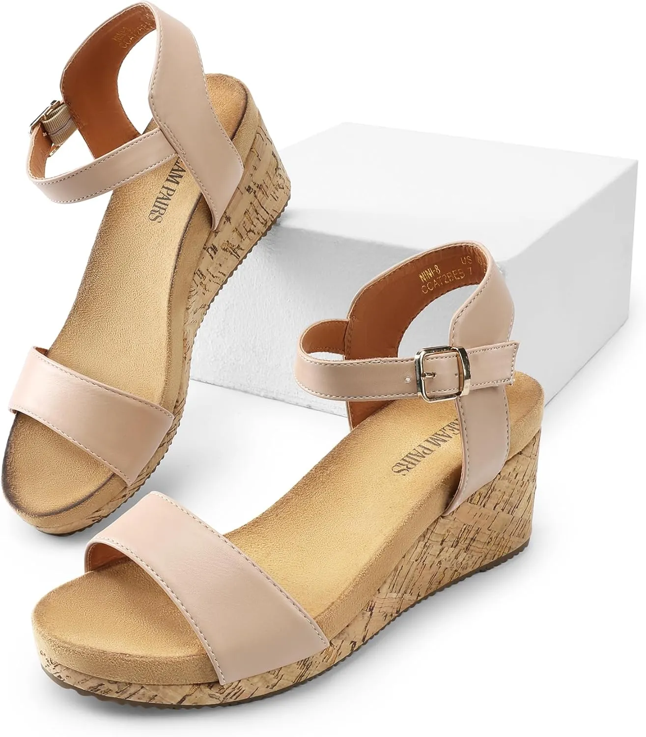 DREAM PAIRS Women's Open Toe Buckle Ankle Strap Platform Wedge Sandals