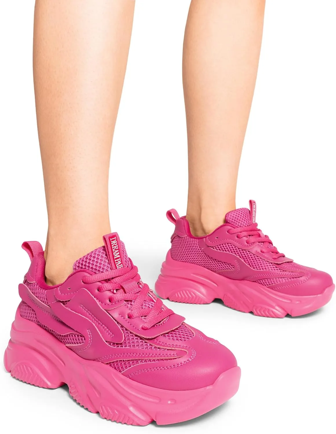 DREAM PAIRS Women's Platform Chunky Fashion Sneakers Jaxon Walking Lace-Up Comfortable Dad Sneakers Workout Sport Work Casual Tennis Shoes