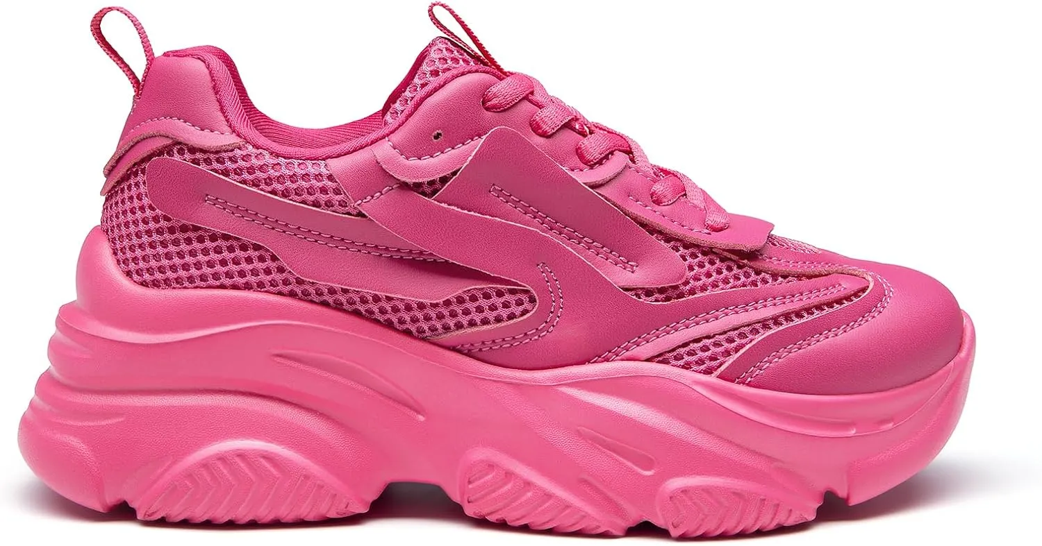 DREAM PAIRS Women's Platform Chunky Fashion Sneakers Jaxon Walking Lace-Up Comfortable Dad Sneakers Workout Sport Work Casual Tennis Shoes