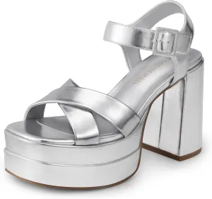DREAM PAIRS Women's Platform Chunky Heels Square Open Toe Ankle Strap High Heeled Sandals Y2K Shoes for Party Brunch