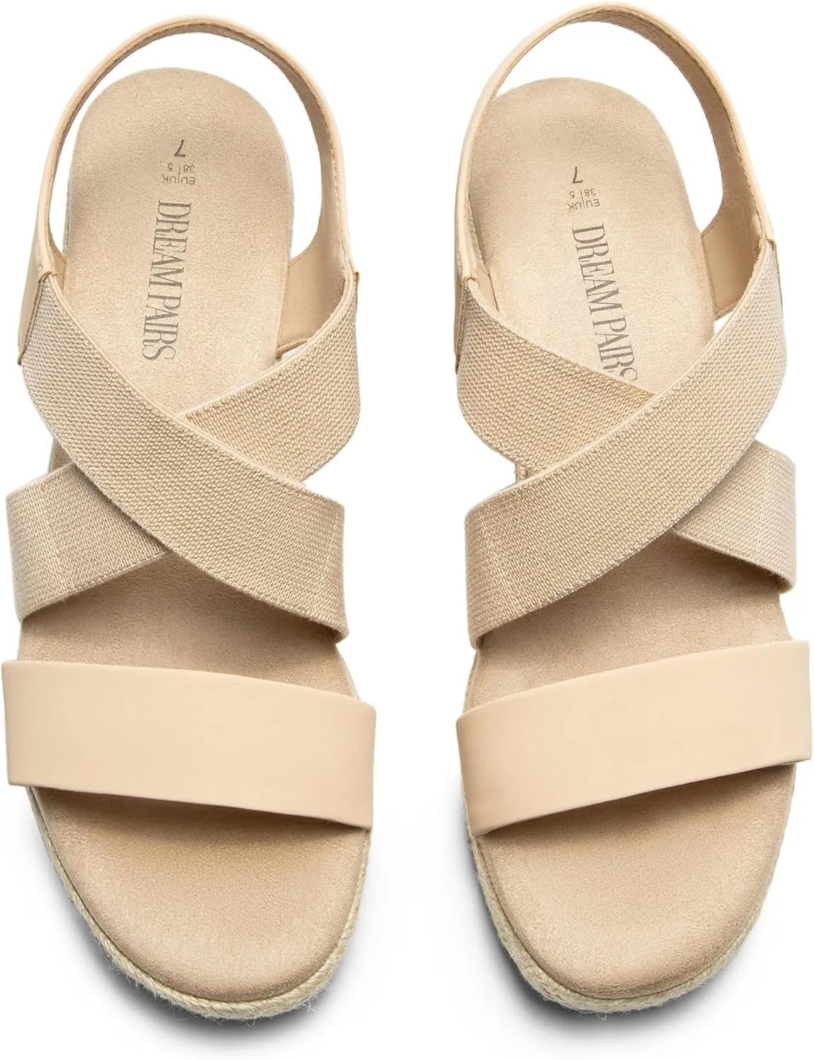 DREAM PAIRS Womens Platform Espadrilles Wedge Sandals, Slip on Elastic Ankle Strap Sandals for Women Casual Dressy Summer