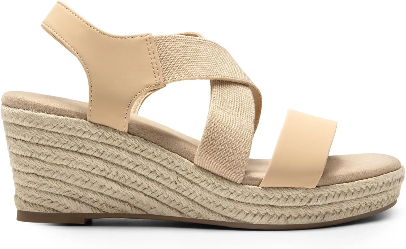DREAM PAIRS Womens Platform Espadrilles Wedge Sandals, Slip on Elastic Ankle Strap Sandals for Women Casual Dressy Summer