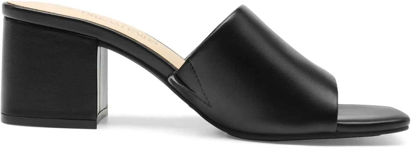 DREAM PAIRS Women's Square Open Toe Heels Sandals Low Block Chunky Heeled Sandals Slide Sandals Slip on Comfortable Casual Pumps Shoes